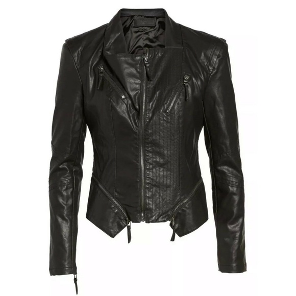 Blank NYC Jackets & Blazers - BLANKNYC Black Moto Fitted Faux Leather Jacket